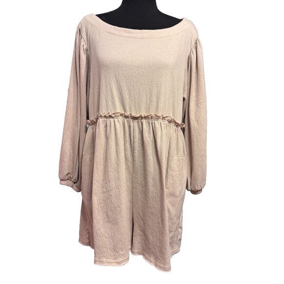 Mable Romper Large Womens Outfit Cream Balloon Sleeve Minimalist Coastal Casual - Picture 2 of 9